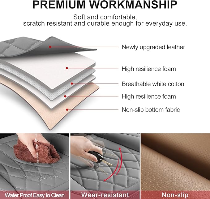2 Pack Leather Front Car Seat Cover Bottom Car Seat, Universal Anti-Slip Driver Car Seat Protectors with Storage Pocket, Wate