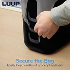 STORi Luup Bathroom Wastebasket 2pk, Secure Grocery Bags, Plastic Garbage Container for Vanity, Laundry Room, Kitchen, Office, 2.5 Gallon, Black, Made in USA