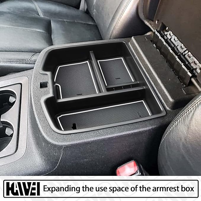Center Console Organizer Compatible with 2007-2014 Chevy Silverado GMC Sierra Avalanche Tahoe Suburban Yukon Yukon XL Accessories, Floor Mounted Center Console ONLY, White Trim