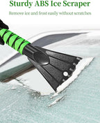 HEEYA Car Ice Scraper with 12.6 Inch Large Brush Head, Snow Brush and Ice Scraper for SUV Windshield Window, Extendable Snow Scraper for Truck Automobile Vehicle - Green