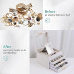 BOOVO Clear Lid Jewelry Box,4 Layers Jewelry Organizer Large Jewelry Storage Box with 3 Drawers,Jewelry Holder Organzier of R