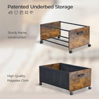 Under Bed Storage with Wheels, Wooden Under Bed Drawers On Wheels, Rolling Under Bed Shoe Storage, Space Saving, Rustic Brown