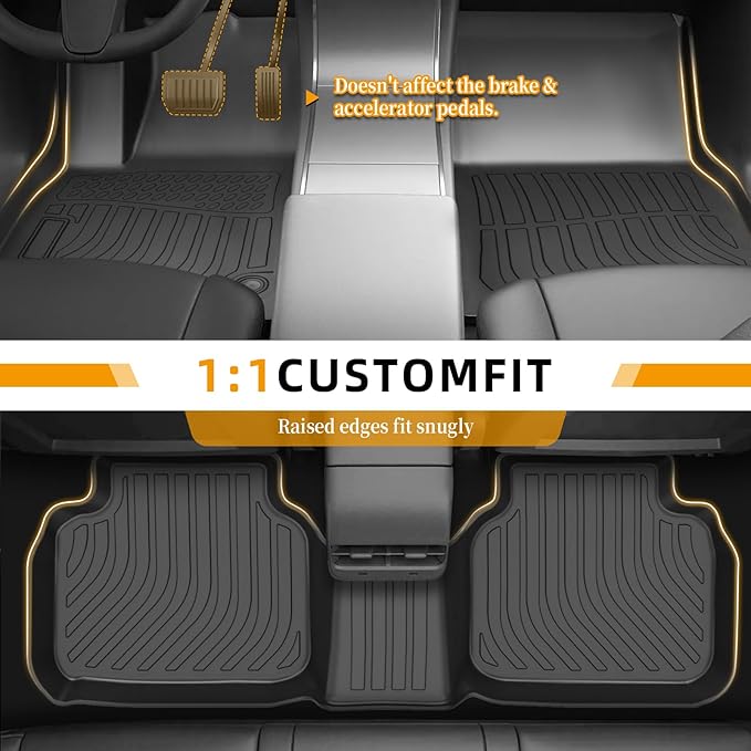 Floor Mats for Dodge Journey 2011 2012 2013 2014-2016 2017 2018 2019 2020, TPE 2015 Q5 Floor Mats 1st & 2nd Row, TPE Waterproof Summer Winter Non-Slip All Weather Floor Liners Car Accessories