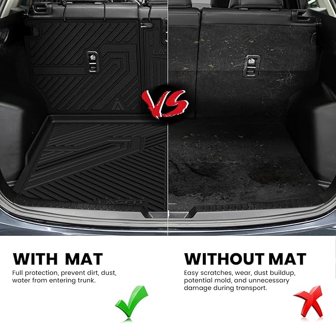 LASFIT Cargo Trunk Mat with Backrest Mats for Mazda CX5 2025 2024 2023 2022 2021 2020 2019 2018 2017 All Weather TPE Rear Cargo Liner Custom Fit Waterproof CX 5 Seat Back Mat Accessories, Black
