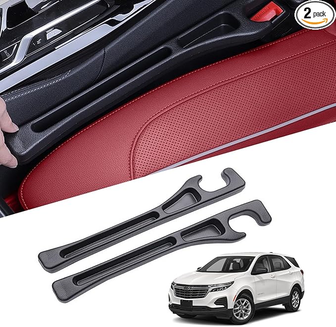 2Pcs Car Seat Gap Filler Organizer Compatible with Chevy Equinox, Soft Foam Seat Side Gap Filler with Storage Avoids Things Falling, Fill The Gap Between Seat and Console