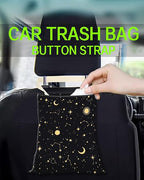 Car Trash Can, Durable Hanging Car Trash Garbage Bag, Cute Automotive Garbage Cans Organizer, Cute Golden Moon Star