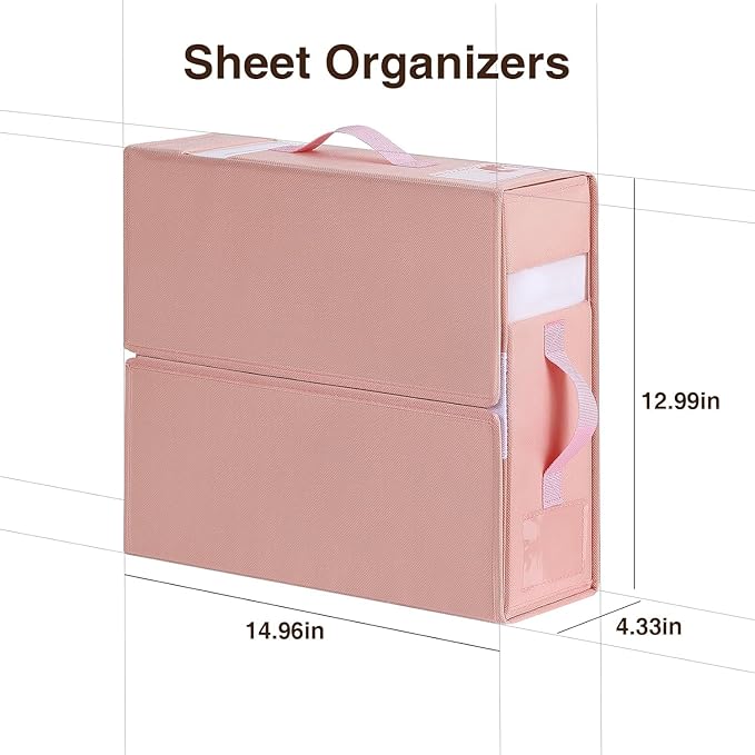 DIMJ Bed Sheet Organizers and Storage 8 Pack - Foldable Sheet Organizer for Linen Closet, Bedding Storage Box for organizatio