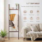 Blanket Ladder with Top Shelf, 5-Tier Wood 64” Decorative Ladder for Living Room Throws, Bedroom Quilt, Bathroom Towel & Toil