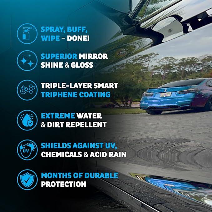 MAXLONE ™ Car Spray with Triphene® Technology, Quick Spray & Wipe All Purpose Waterless Detailer - Clean, Shine, Protect Pain