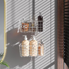 MaraFansie Hanging Wire Baskets Kitchen Storage Basket Adhesive and Screws Basket Over the Cabinet Door Organizer with Adhesi