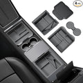REEVAA Center Console Organizer for Tesla Model Y Juniper 2025-2026 (Premium & Performance), Model 3 Highland 2024-2026 All Trims [Dual-Tier Storage, Seamless Fit], Premium Silicone Liner, 4PCS, Grey