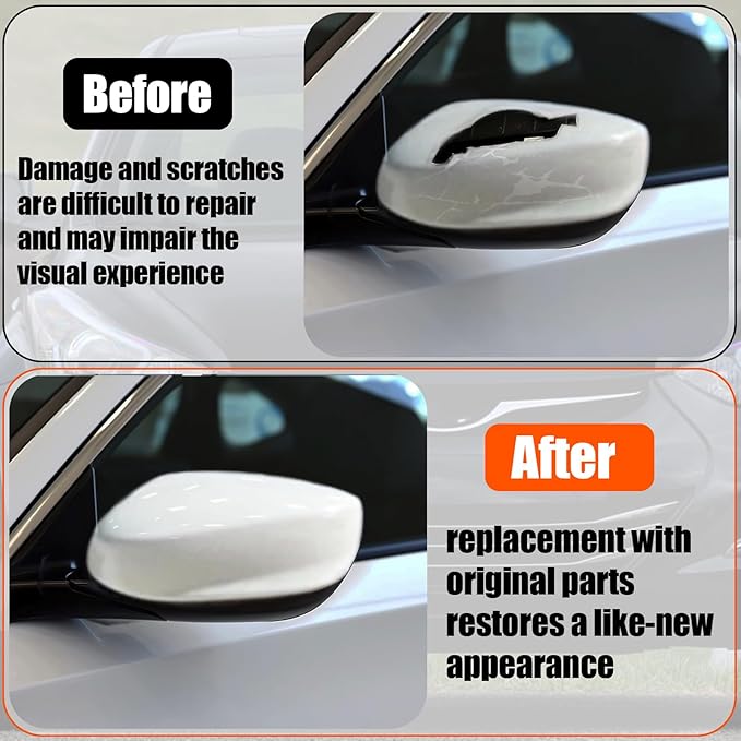 Yumzeco Compatible with Honda Accord Side Mirror Cover Trim 8th Gen 2008 2009 2010 2011 2012, White Door Rearview Mirror Caps Replacement for Honda Accord W/O Light Hole - Left Driver Side
