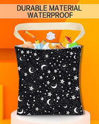Car Trash Can, Durable Hanging Car Trash Garbage Bag, Cute Automotive Garbage Cans Organizer, Black White Moon Star