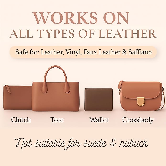 Leather Purse Cleaner & Conditioner Kit – 4pc Set with 4oz Cleaner, 4oz Conditioner, Microfiber Cloth & Applicator Sponge – L