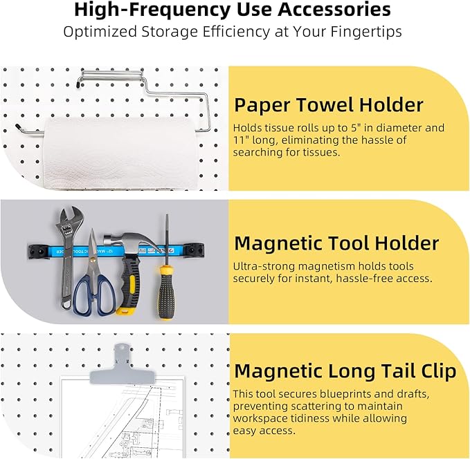 283PCS Metal Pegboard Hooks Organizer Kit for Organizing Various Tools - Heavy Duty 1/4" & 1/8" Pegboard Accessories with Peg