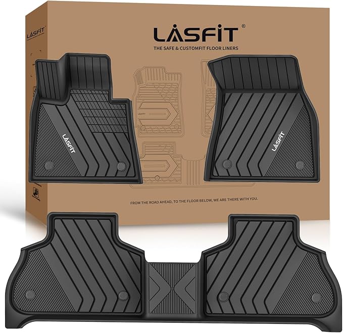 LASFIT Floor Mats Fit for 2020-2025 2026 BMW X6 G06 M M50i M60i sDrive40i xDrive40i, Custom Fit TPE All Weather Waterproof Floor Liners Front & Rear Rows Car Mat, Black