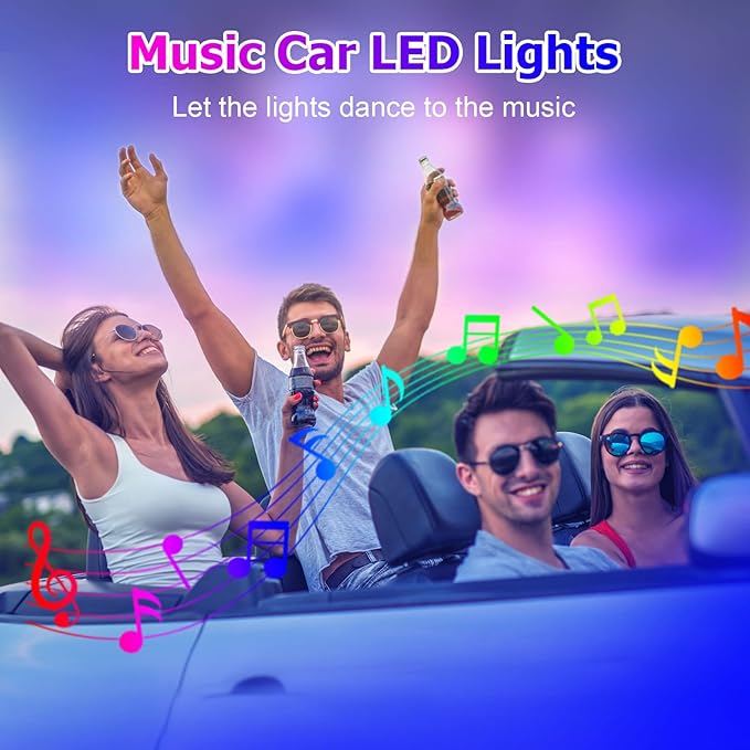 Upgraded 6-in-1 Car Ambient Lighting Kit, 315-inch Pre-Threaded Fiber Optic, APP & Remote Control, 16 Million Colors, Music Sync, High Brightness LED Interior Lights for Cars, Trucks, SUV