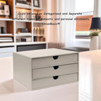 UnionBasic Document Organizer, 3-Drawer File Cabinet Document Storage Box, Office Desktop Filing Organizer, Feather Gray