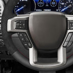 MEWANT Steering Wheel Cover for Ford F150 F250 F350 Expedition 2018 Made of Black Smooth Faux Leather Embossed Athsuede