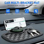 Multifunction Car Anti Slip Mat,Multi-Functional Support Anti-Slip Pad,360° Rotatable Phone Holder Car Dashboard Mat with Tem