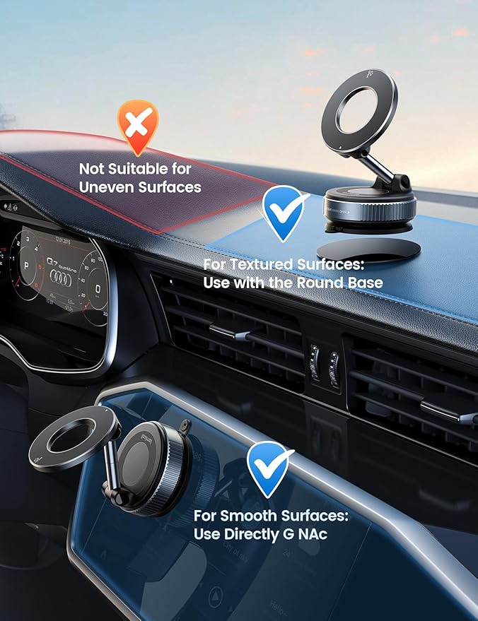 Lamicall Car Phone Holder - [70 LBS Strongest Suction] for Magsafe Car Mount, 360° Adjustable Suction Cup Phone Mount Dashboard Windshield Vacuum Magnetic Phone Holder for Car fit iPhone 17/16Pro Max