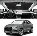 Custom Fit Windshield Sun Shade for Audi Q3 2015-2018, Blocks UV & Heat, Front Window Sunshade Accessories, Easy Fold & Store Keep Your Car Cooler