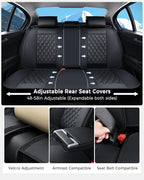 Huidasource Car Seat Cover, Nappa Leather Seat Covers, Velcro Adjustable, Compatible with Airbags, Armrests, Child Seat, Seat