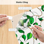 Donox Window Privacy Film, Decorative Frosted Static Cling Window Tint for Privacy, Home Decor Bathroom Door & Car Sticker, Adhesive-Free, Removable, UV Protection(Green Foliage, 17.5 x 157.4 inches