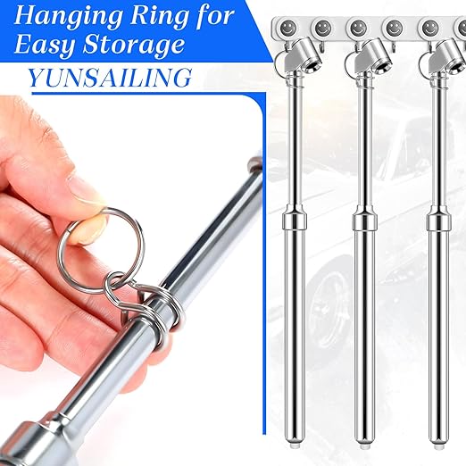 Yunsailing 10 Pcs 10 Pcs Dual Head Tire Pressure Gauge Heavy Duty Truck Tires Air Pressures Gauges with Hook Range 10-150psi, 0.7-10.3bar for Semi Trucks Car Bus Rv Van (Silver)