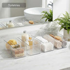 Qilinba 8 PACK Drawer Organizer Bins Bathroom Deep Drawer Organizer Tray for Cutlery Vanity Make-up, Clear Stackable Storage 