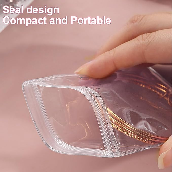 2 Packs Acrylic Jewelry Box with 100pcs PVC Portable Anti Oxidizing Zipper Bags Flip Lid Jewelry Organizer for Earrings Rings