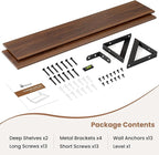 Axeman 40 Inch Floating Shelves | 8 Inch Deep Walnut Wall Shelves Set of 2 | 39.4W x 8D Rustic Wood Shelves for Bookshelf Liv