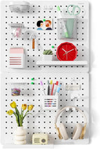PEGZONE Pegboard Wall Organizer Combination Kit,Overall 33.1"x20.5" Metal Office Pegboard with 19 Accessories, Wall Mounted P