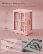 Glimmloop 360° Rotating Jewelry Box with 7 Drawers, Spacious Vertical Jewelry Organizer with Glass Window, Jewelry Storage Ca