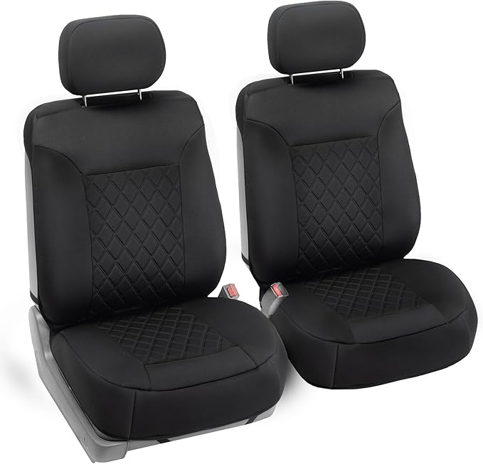 FH Group Car Seat Cover Cushion - 2 Pack Seat Covers for Cars Trucks SUV, Solid Black Neosupreme Car Seat Cushions, Waterproo