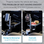 Car Cup Holder Tray, 4 in 1 Drink Holder Expander with Expandable Food Tray Table, for Road Trip Essentials & Daily Commute (