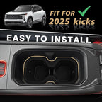 Muslogy Center Console Cup Holder Inserts Compatible with 2025 2026 Nissan Kicks Accessories Middle Console Armrest Front Drink Stopper Non-Slip Silicone Rubber Organizer Drink Cup Holder Organizer