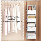 Homsorout Hanging Closet Organizer 4 Tier - Clothes Hanging Shelves, Space-Saving Closet System, Fabric Storage Bins Bedroom 