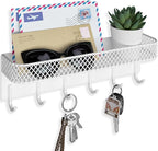 Lwenki Key Holder for Wall – Decorative Stainless Steel Key Hanger with 6 Hooks for Hats, Bags, Leashes – Mail Holder Key Rac
