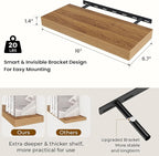 Dreamland 16 Inches Floating Shelves for Wall,6.7 Inch Deep Floating Shelves Set of 2, Large Display & Storage Shelf, Wall Sh