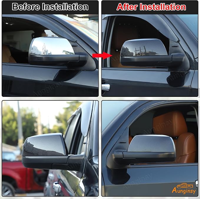Car Door Rear View Mirror Cover Trim Compatible with Toyota Tundra 2007-2021 Sequoia 2008-2020 Exterior Rearview Mirror Housing Cap Protector Accessories, Only Fit Without Turn Signal Lights Version