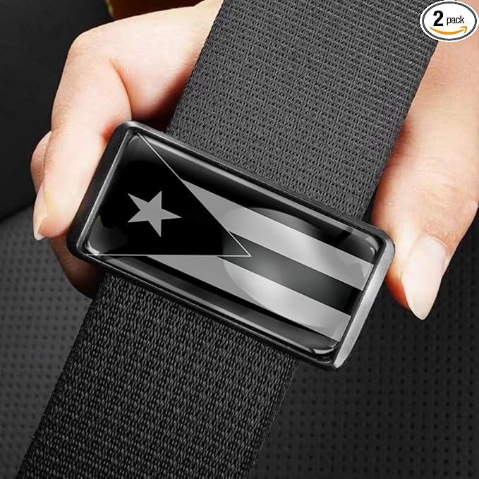 2PCS Puerto Rico Flag Car Seatbelt Adjuster car Universal Car Seat Belt Pads Cover for More Comfortable Driving, Seat Belt Shoulder Strap