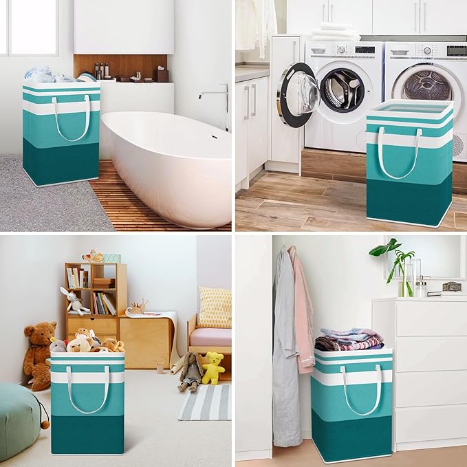 HomeHacks 2-Pack Large Laundry Basket, Waterproof, Freestanding Laundry Hamper, Collapsible Tall Clothes Hamper with Extended