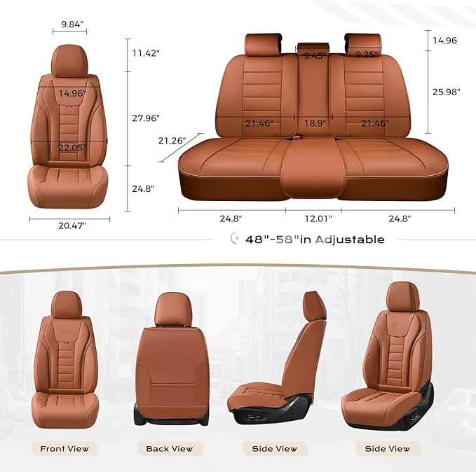Coverado Car Seat Covers Full Set, Seat Covers for Cars, Front Seat Covers and Back Seat Cover Waterproof Leather Automotive 
