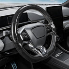 3-Piece Carbon Fiber Steering Wheel Cover for Ford Mustang Mach-E 2021-2026, Custom Fit Clip-On Quick Installation Ultra-Thin Interior Car Accessories for Men Women(Gloss Black)