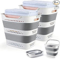 Collapsible Laundry Baskets Foldable Pop Up Laundry Hamper Plastic with Comfort Handles Folding Laundry Basket Space Saving P