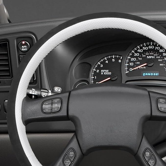 MEWANT Hand Stitched Steering Wheel Cover for Chevy Silverado 1500 2003-2006 9002 Athsuede Faux Leather Steering Wrap