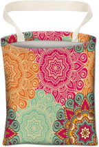 Cute Car Organizer and Storage Bag, Hanging Trash Bin for Vehicle, Travelling, Camping - Colorful Flowers Pattern