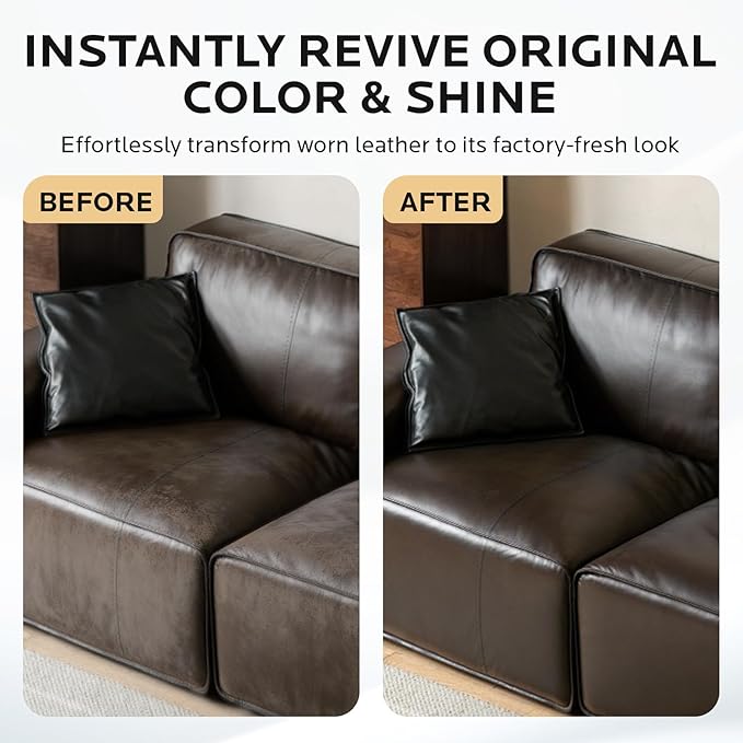 Brown Leather Recoloring Balm: Leather Color Restorer Conditioner, Leather Repair Kits for Vinyl Furniture Sofa Car Seats Sho