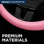Road Comforts Car Steering Wheel Cover - Microfiber Leather Steering Wheel Wrap Sports 14.5-15 Inch Steering Wheel Cover Non-